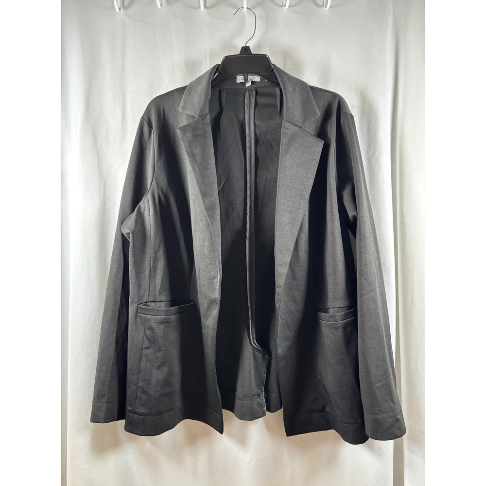 White Birch Womens Black Open Front Stretch Knit Blazer Jacket Size L T23667XL